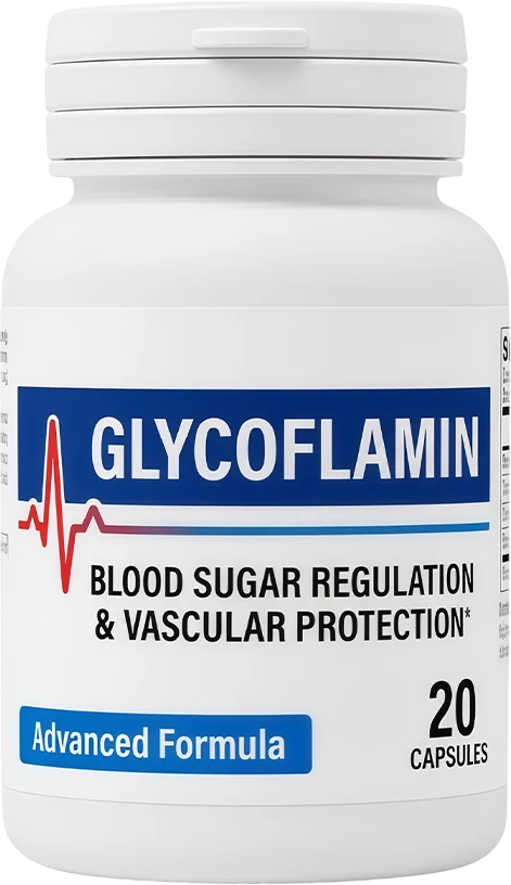 Frasco de Glycoflamin con 20 cápsulas de 500 mg